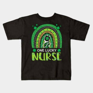 Lucky Nurse St. Patrick's Day Nurse Lucky Shamrocks Rainbow Kids T-Shirt